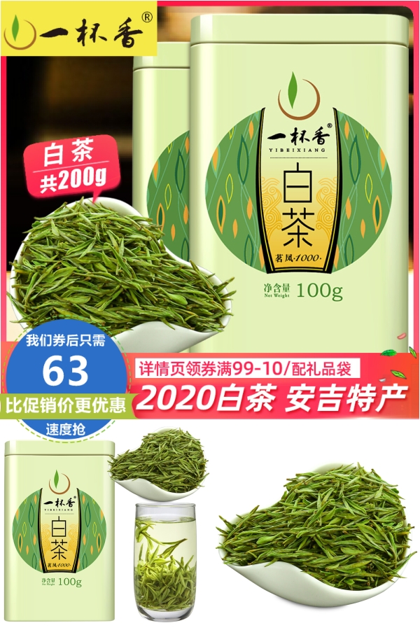 送礼盒2020新茶明前安吉白茶2盒礼盒装
