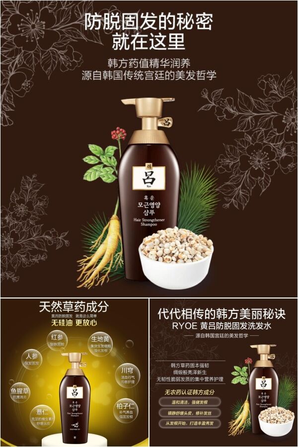 吕 固本强韧黄吕洗发水500ml*2瓶