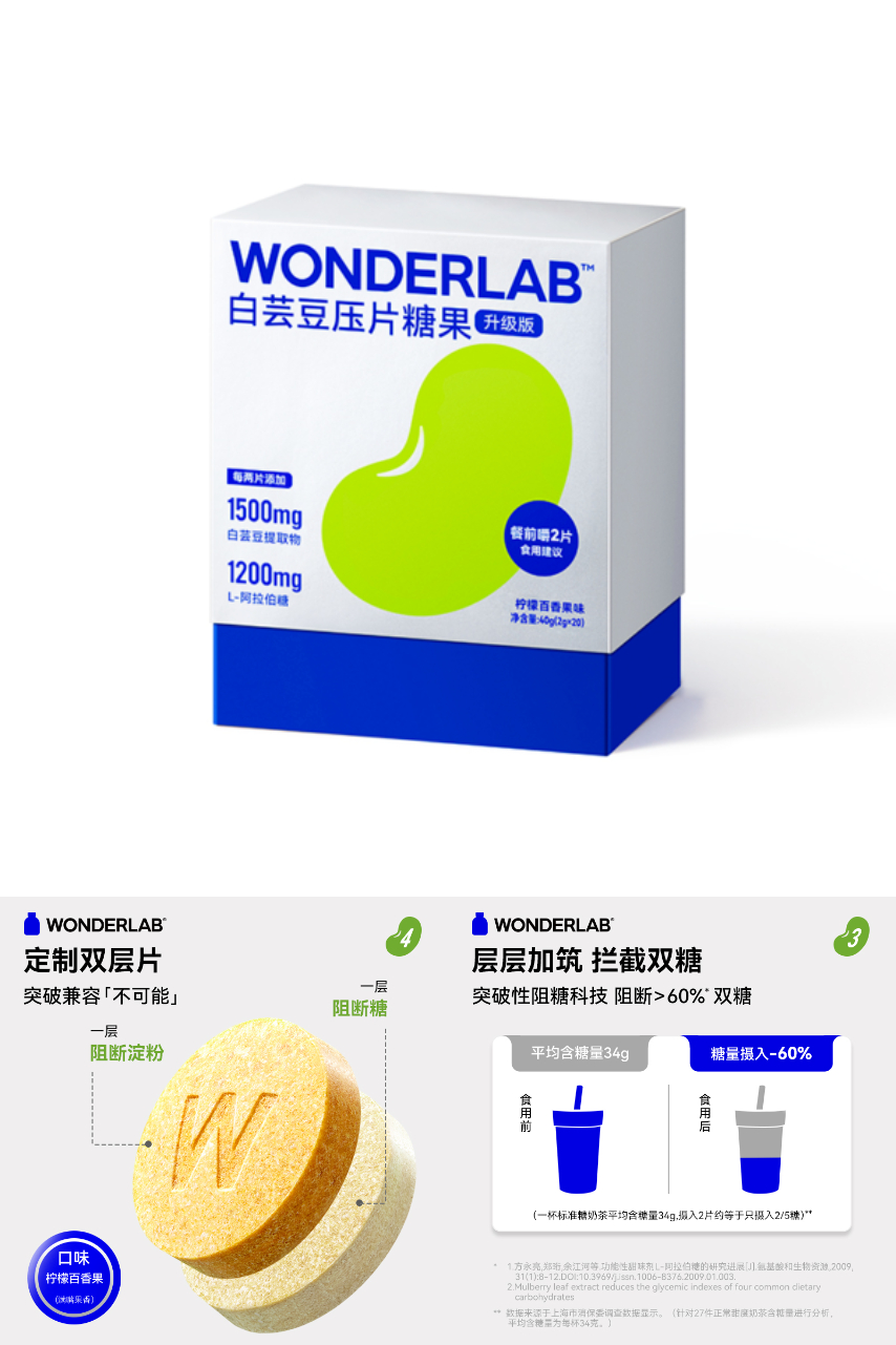WonderLab白芸豆阻断片剂轻零咀嚼压片1盒价格/报价_券后129元包邮