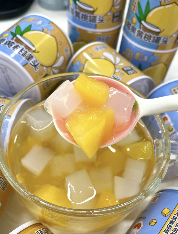 味品堂即食双色黄桃椰果罐头200g*4