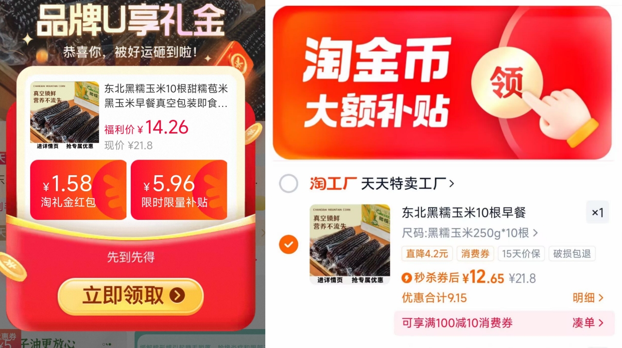 1.2元1根！东北黑糯玉米250g*10根