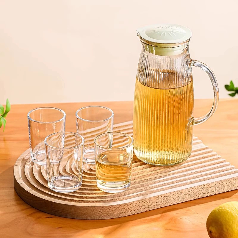 下拉9.1元！锤纹玻璃冷水壶800ML+4个水杯