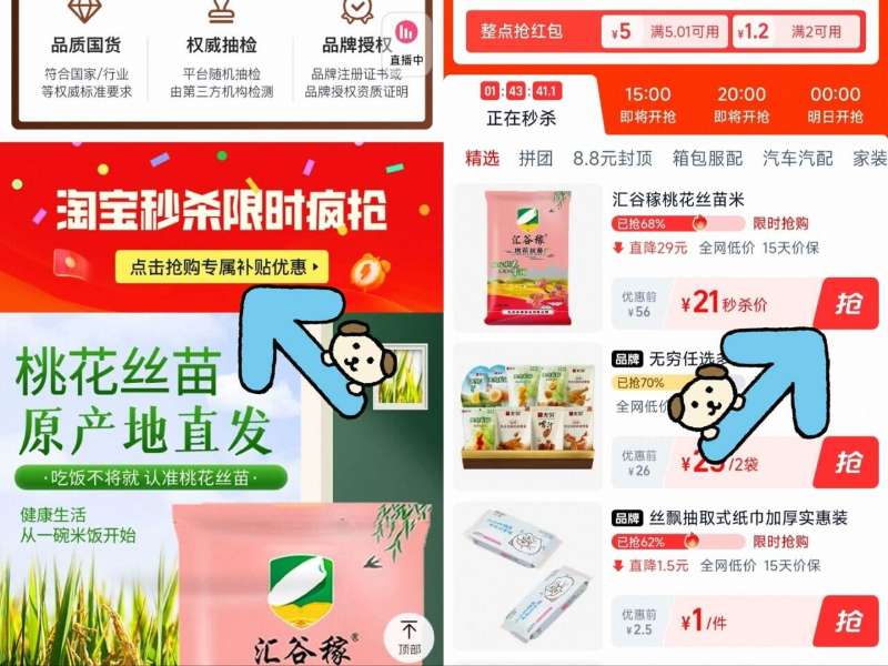 汇谷稼正宗桃花丝苗米新米新粮5kg