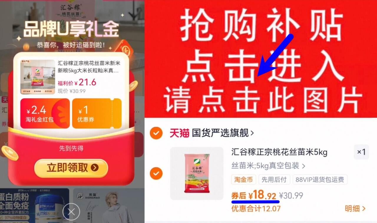 汇谷稼正宗桃花丝苗米新米新粮5kg