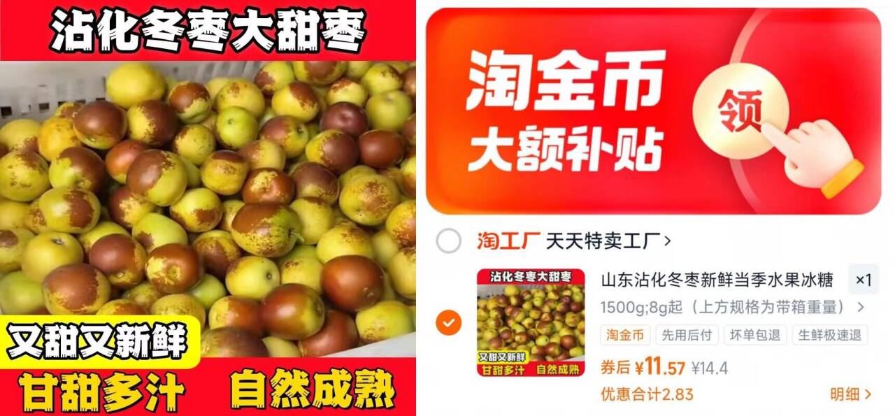 【已验货脆甜】山东沾化冬枣3斤