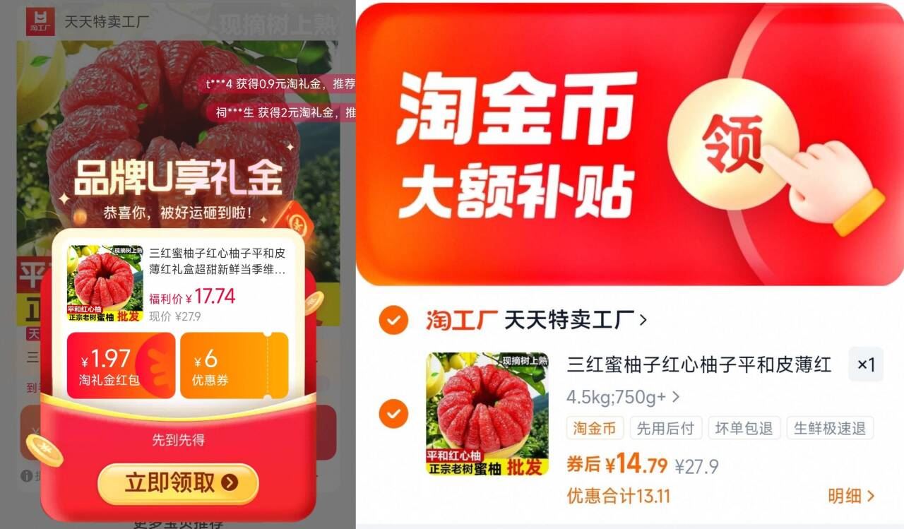 福建平和皮薄红心柚子净重8.6斤左右