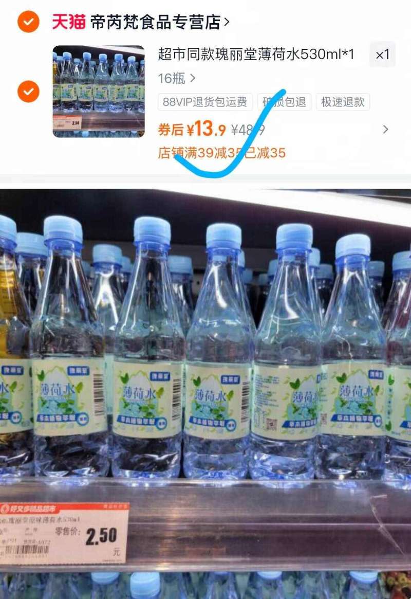 【530ml*16大瓶】超市同款薄荷提神饮料