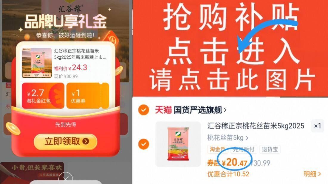 汇谷稼正宗桃花丝苗米5kg