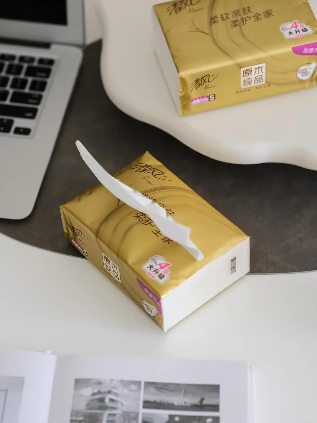 清风金装抽纸4层加厚100抽*24包