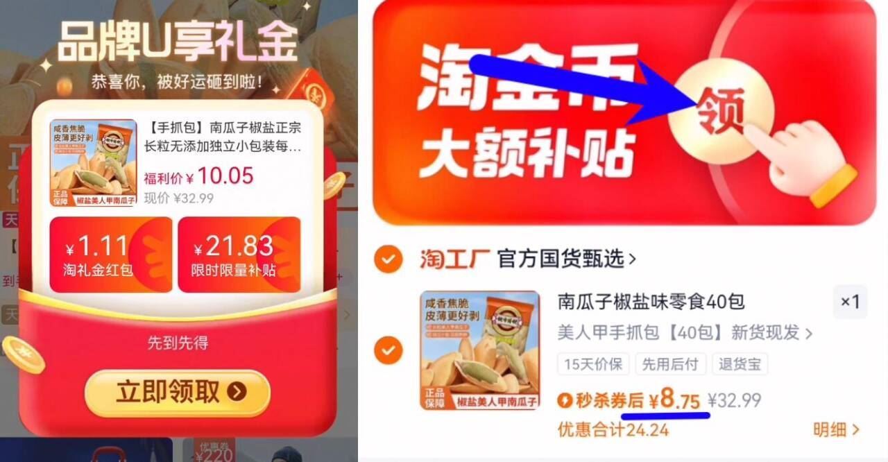 8块多南瓜子40包独立包装