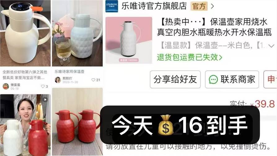 乐唯诗家用大容量保温水壶1000ml*1