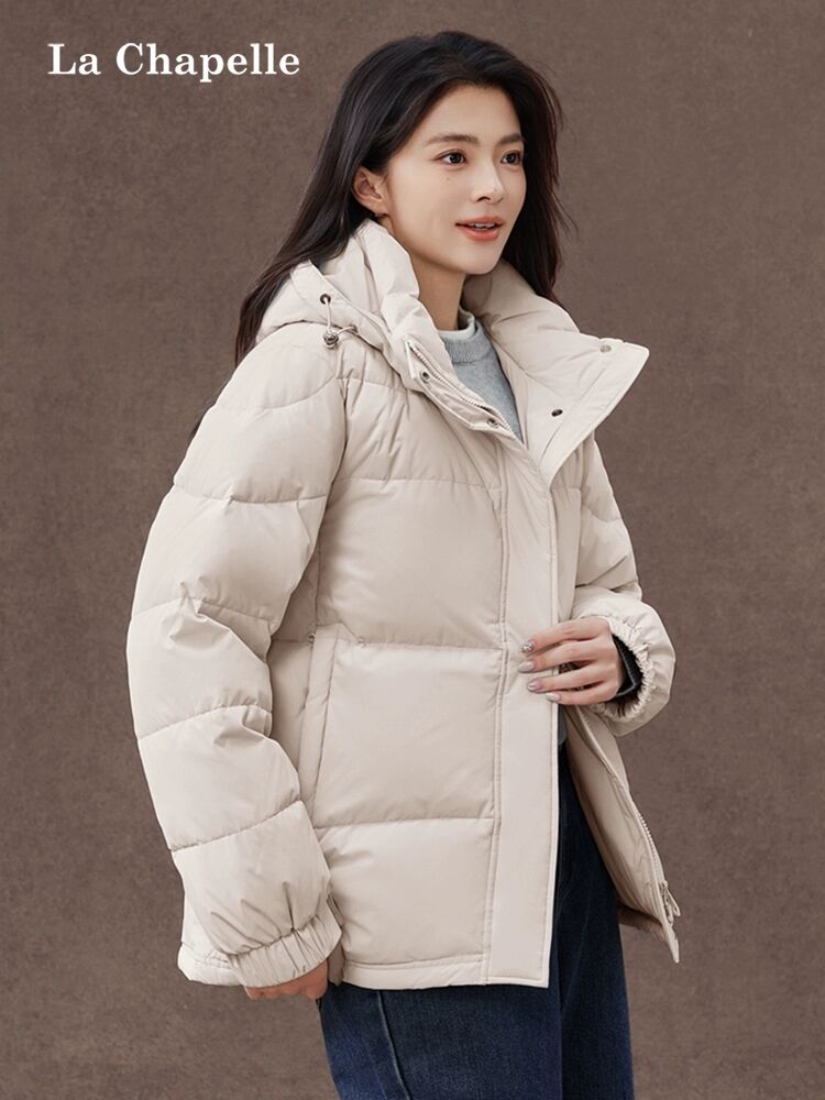 拉夏贝尔官旗！宽松休闲短款羽绒服