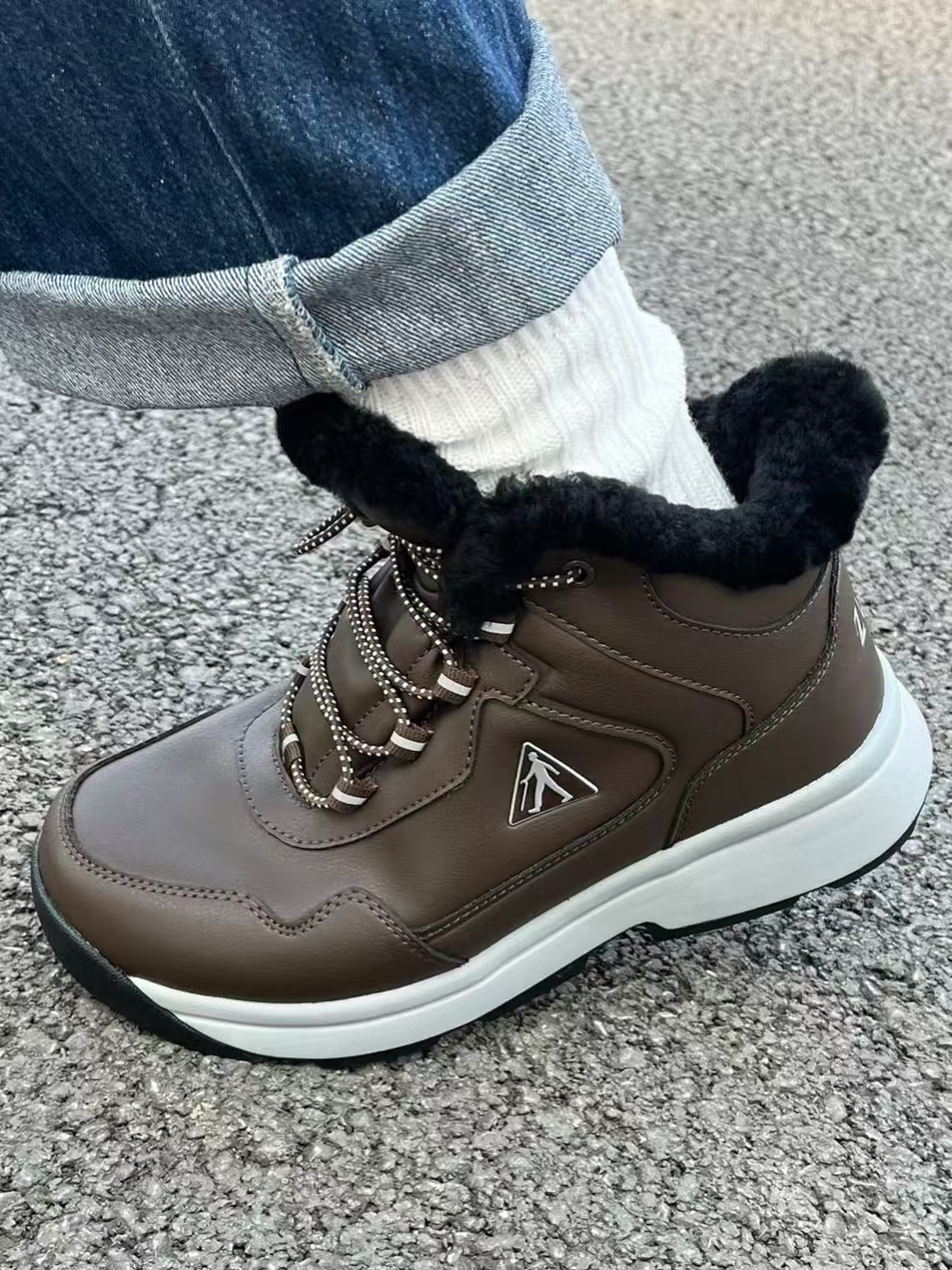 足力健老人鞋冬季加绒防寒高帮