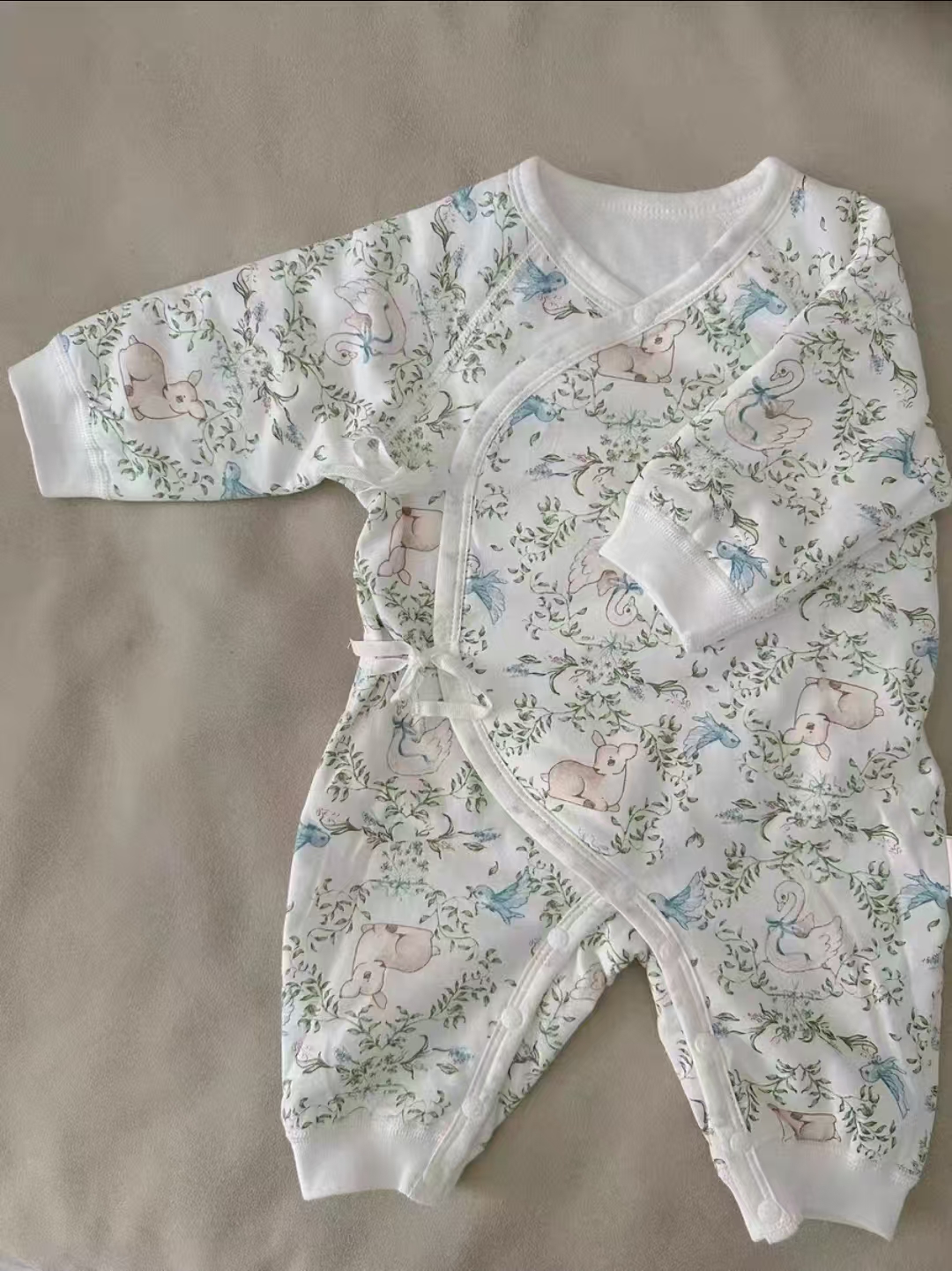 欧孕新生儿秋冬夹棉加厚保暖哈衣爬服连体衣