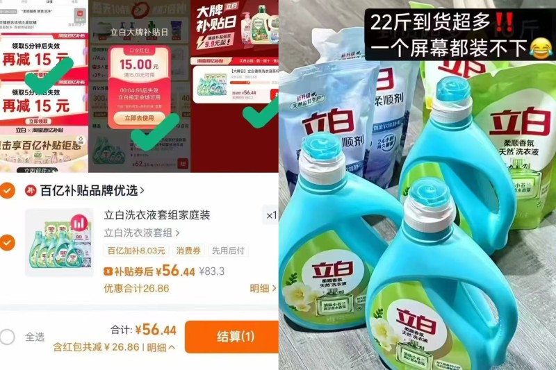 立白小苍兰液+茶籽液+柔顺剂22斤