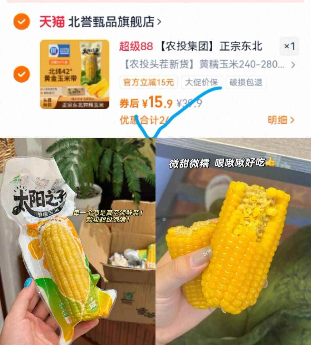 农投头茬东北糯玉米280-350g*8棒