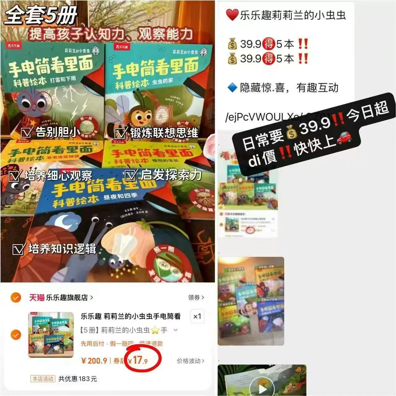 乐乐趣莉莉兰小虫虫手电筒绘本5本