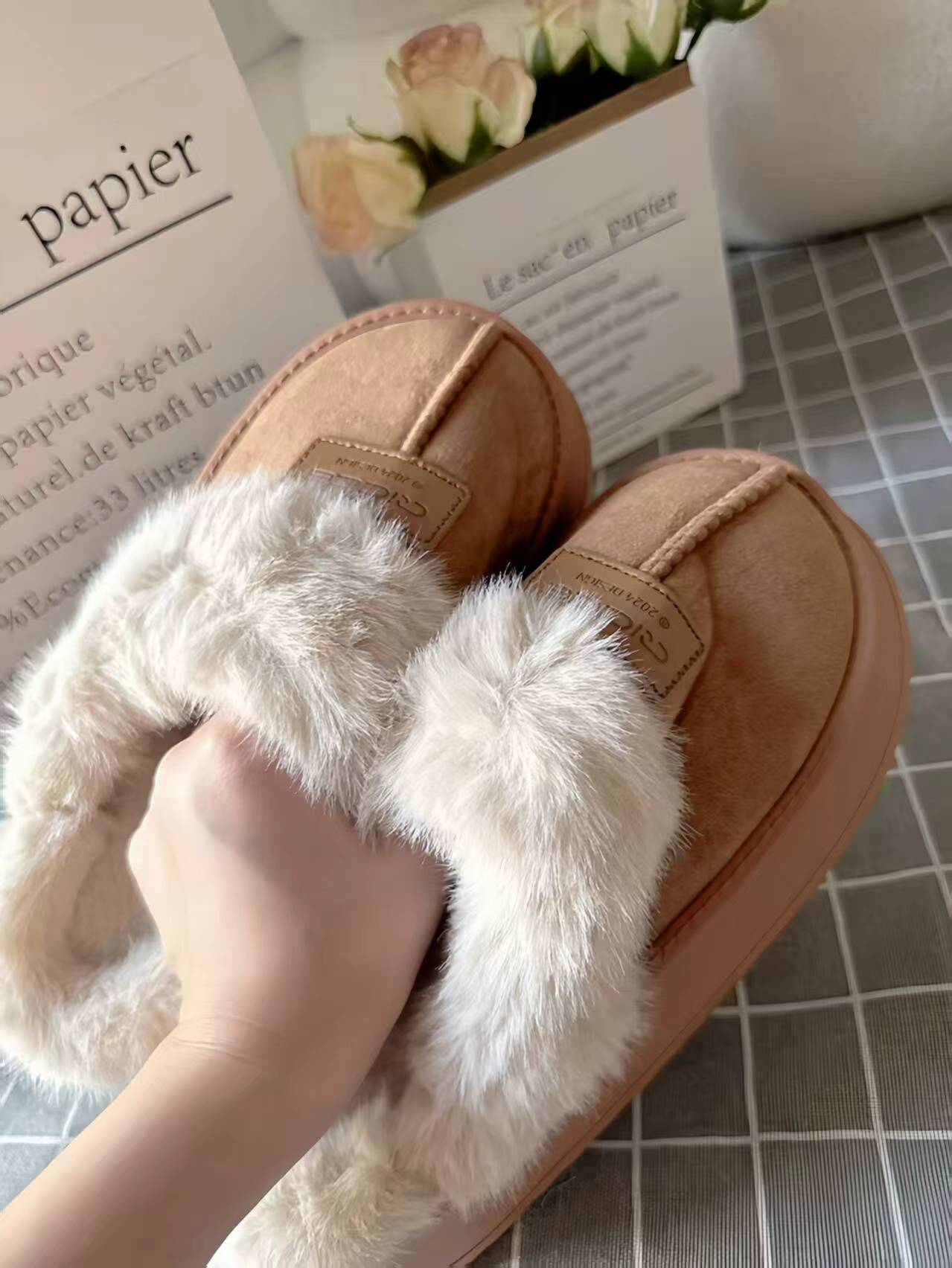 轻臣保暖防滑情侣棉拖