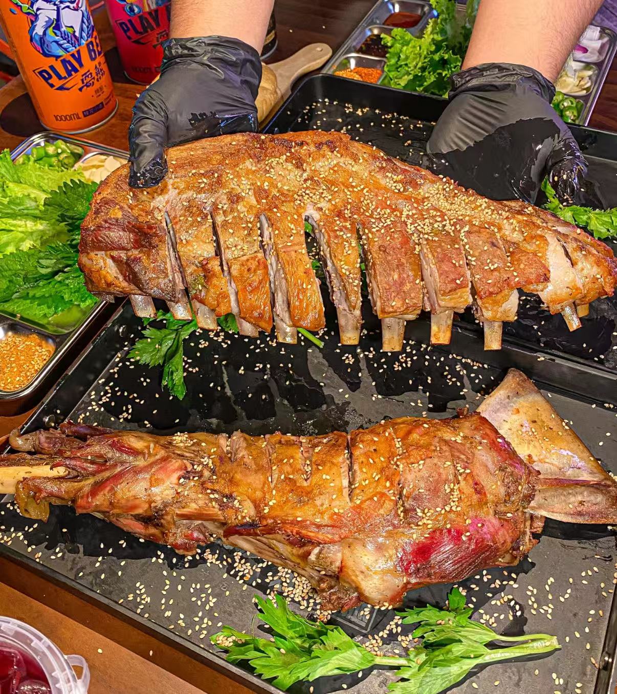 【艾克拜尔】清真食品羊排羊肋排1kg*2袋