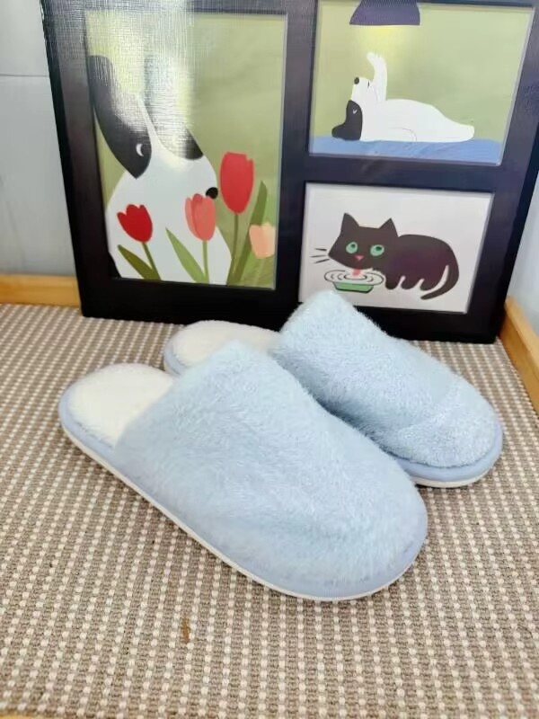 名创优品.毛绒保暖棉拖鞋女款