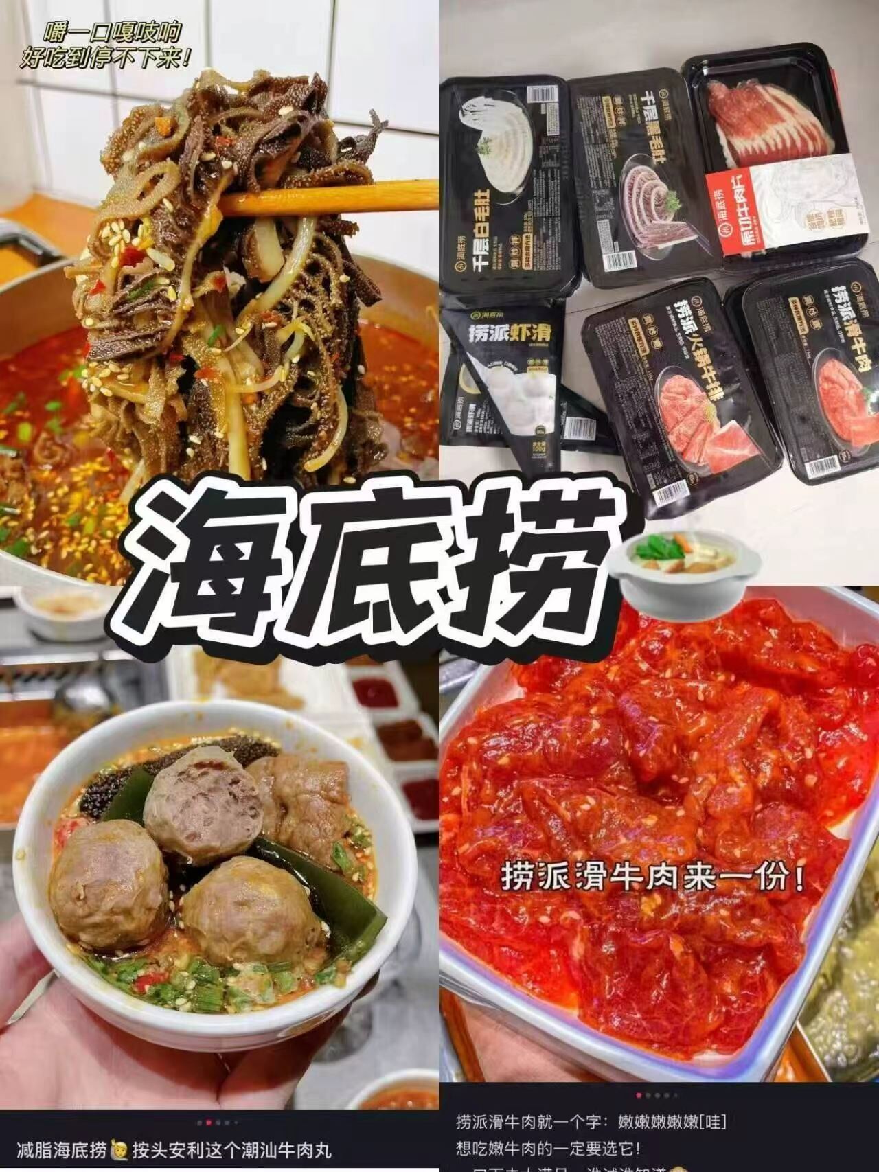 【海底捞】牛肉毛肚虾滑8份纯肉组合