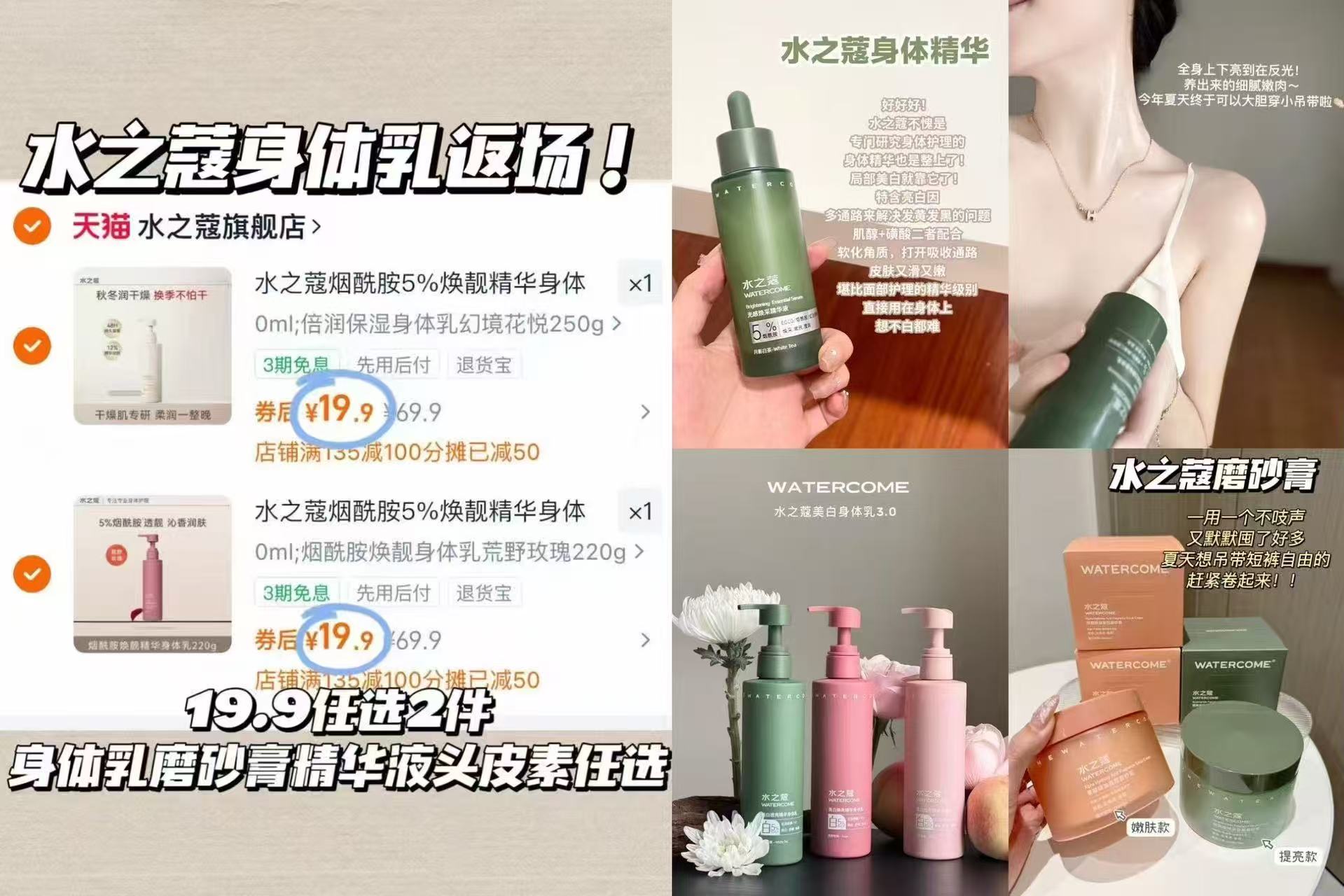 水之蔻烟酰胺5%焕靓精华身体乳220g