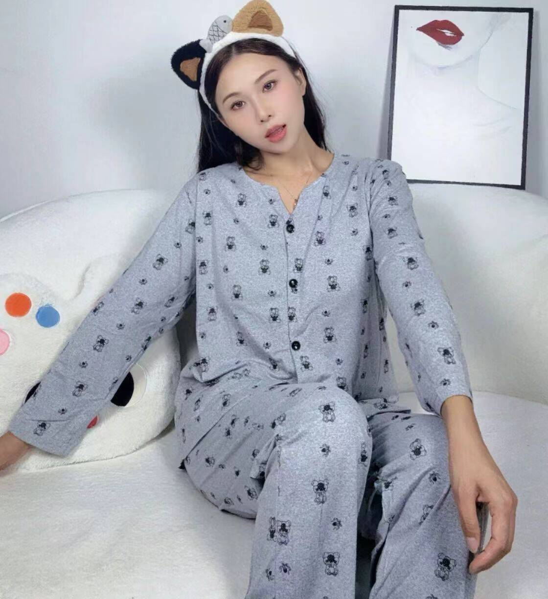 【帕兰朵】纯棉带胸垫三件套家居服套装