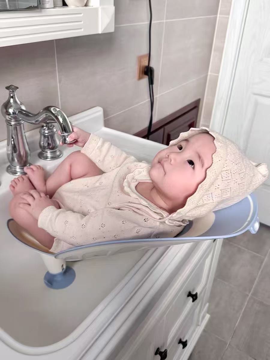 嫚熙婴儿洗屁屁神器支架浴盆新生儿洗澡躺托