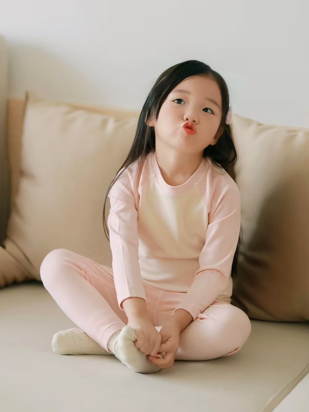 鸭鸭儿童青少年保暖内衣套装