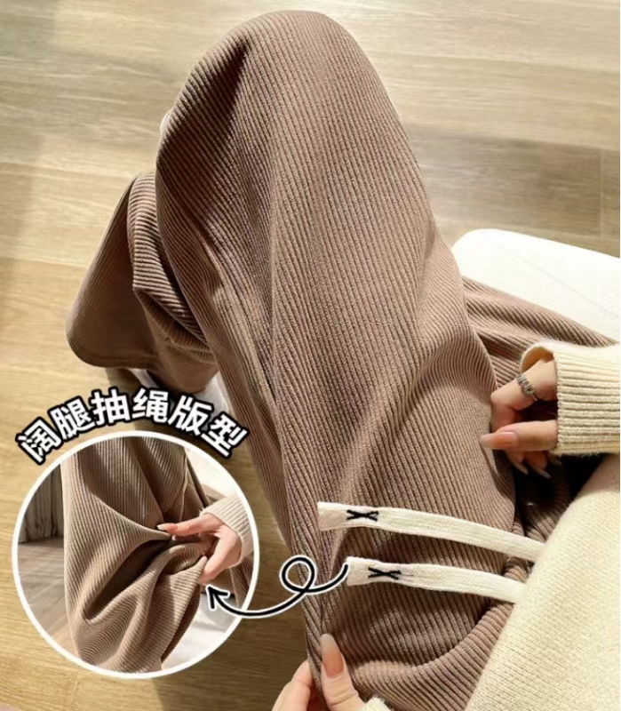 降5元！唐狮！加绒雪尼尔阔腿裤