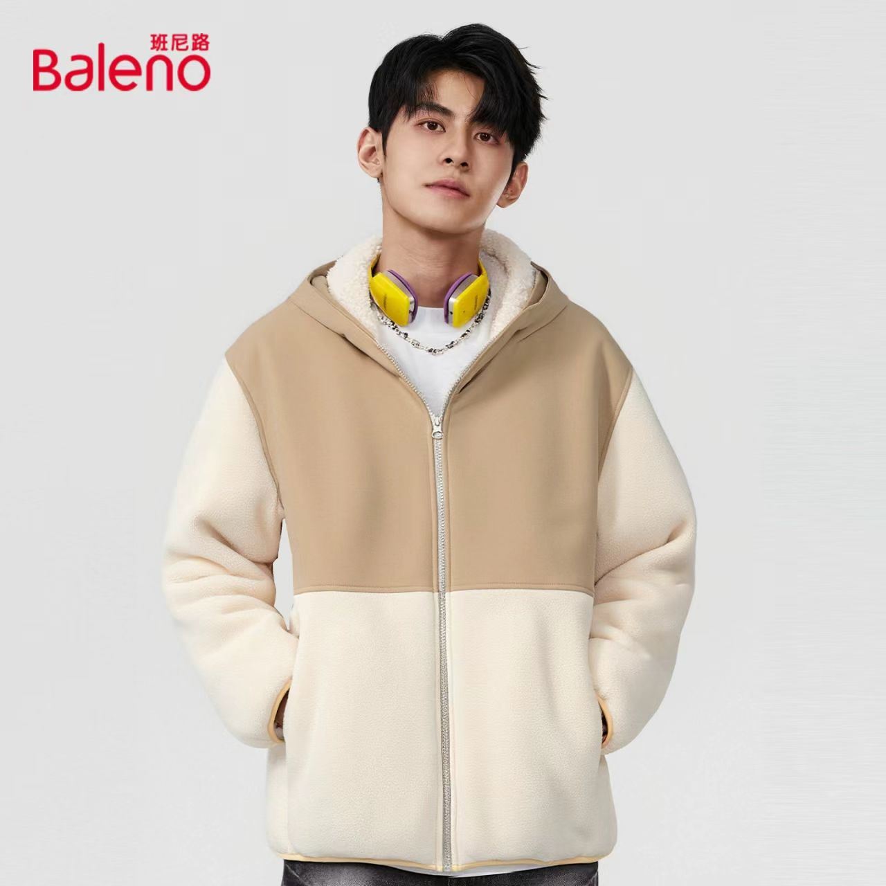 降价30元！班尼路加绒加厚开衫羊羔绒外套